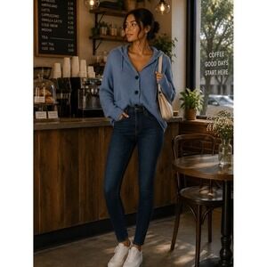 Blue‎ V-Neck Cardigan Sweater L NWOT